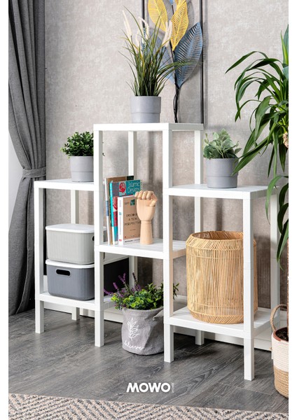 Mowo Home Shelf 6 Katlı Kitaplık Raf Ünitesi - Beyaz