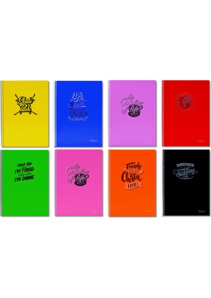 Enjoy A4 120 Yaprak Plastik Kapak Spiralli Defter Kareli
