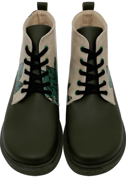 Kadın Vegan Deri Haki Bilekte Bot - Feel, Heal, Live Tasarım fırsatları