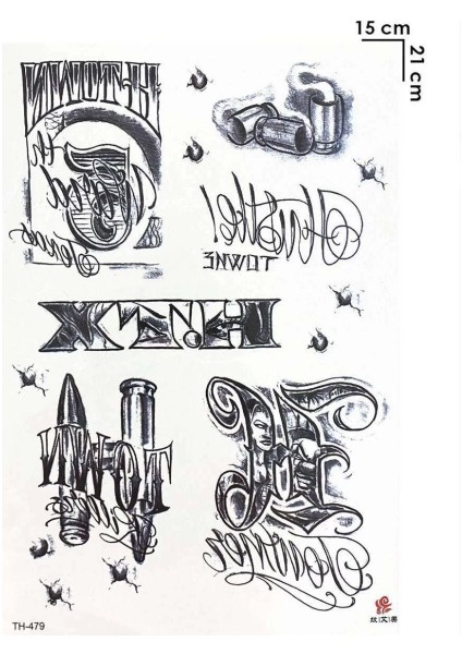 Gerçekci Geçici Yazılı Karışık Dövme Sahte Etiket Kadın Erkek Kol Bacak