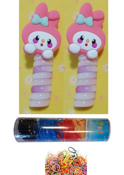 Kız Çocuk Spiral Yaylı At Kuyruğu Toka Ayıcıklı, Sanrio, Tavşanlı, Pokemon, Kuromi Kawaii Makarna Prenses Toka 2 Adet