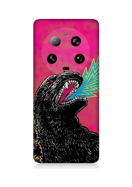 Xiaomi 13 Ultra Uyumlu Godzilla Siyah Ejderha Desenli Silikon Kılıf