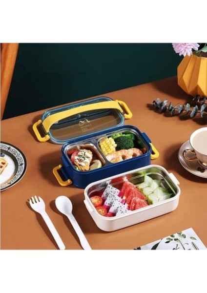 Çift Katman Paslanmaz Çelik Yemek Kutusu Sefer Tası Saklama Kabı Sarı Krem VGN-462 modelleri
