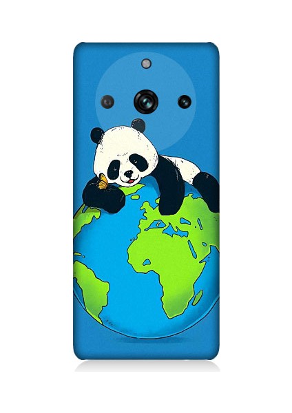 Realme 11 Pro Uyumlu Yorgun Panda ve Dünya Desenli Silikon Kılıf