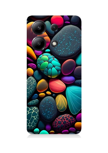 Redmi Note 13 Uyumlu Artx Kırmızı Doğa Taşlar Desenli Silikon Kılıf