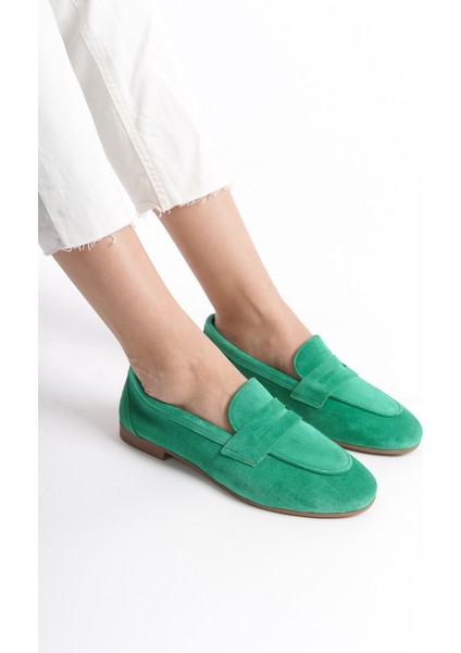 Kadın Süet Loafer & Babet Yeşil -MCMNG2103-Y