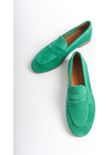 Kadın Süet Loafer & Babet Yeşil -MCMNG2103-Y
