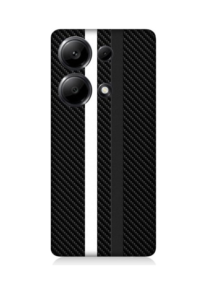 Redmi Note 13 Pro 4g Uyumlu Siyah Beyaz Karbon Motif Desenli Silikon Kılıf