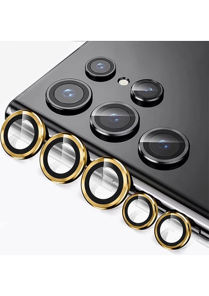 Samsung Galaxy S22 Ultra Kamera Koruyucu Lens Alüminyum Alışımlı Safir Cam Kolay Kurulum [3+2] Adet