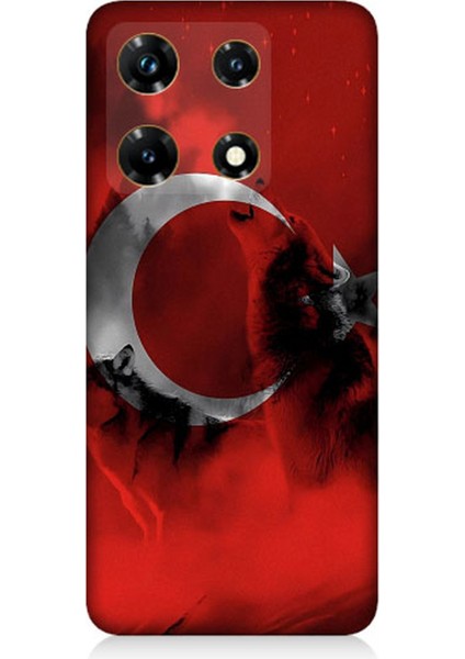Infinix Note 30 Pro Uyumlu Türk Bayrağı ve Kurt Desenli Silikon Kılıf
