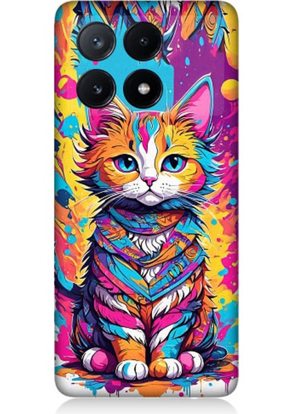 Xiaomi Poco X6 Pro Uyumlu Renkli Sevimli Kedi Desenli Silikon Kılıf