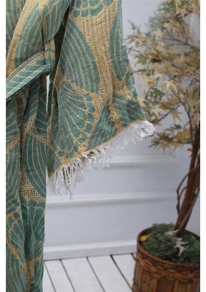 Jakarlı Premium Kalite %100 Pamuk Kimono Kuşaklı Peştemal Bornoz Plaj Kıyafeti Sabahlık indirimleri
