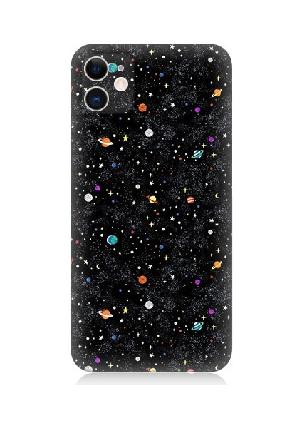 Apple Iphone 12 Uyumlu Uzay ve Gezegenler Desenli Silikon Kılıf