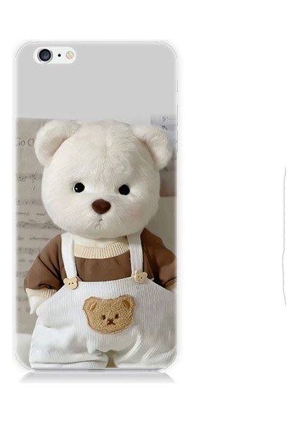 Apple Iphone 6 Plus Uyumlu Sevimli Elbiseli Beyaz Ayı Desenli Silikon Kılıf