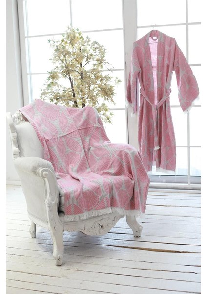Jakarlı Premium Kalite %100 Pamuk Kimono Kuşaklı Peştemal Bornoz Plaj Kıyafeti Sabahlık