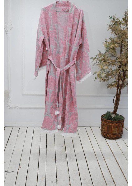 Jakarlı Premium Kalite %100 Pamuk Kimono Kuşaklı Peştemal Bornoz Plaj Kıyafeti Sabahlık modelleri