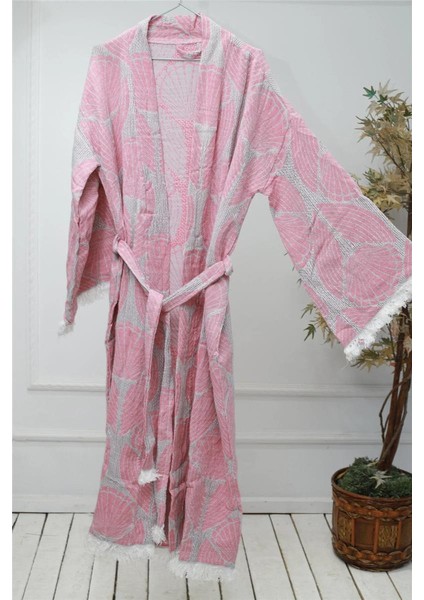 Jakarlı Premium Kalite %100 Pamuk Kimono Kuşaklı Peştemal Bornoz Plaj Kıyafeti Sabahlık fırsatları