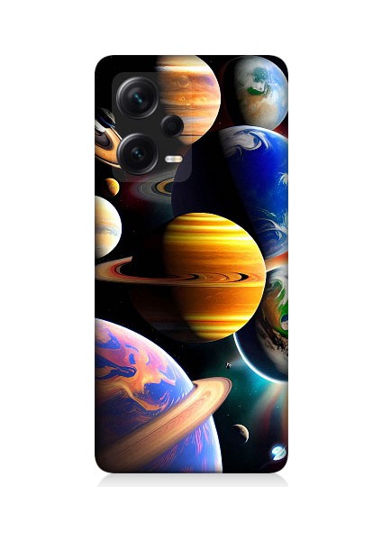 Xiaomi Redmi Note 12 Pro Plus Uyumlu Uzaydaki Gezegenler Desenli Silikon Kılıf