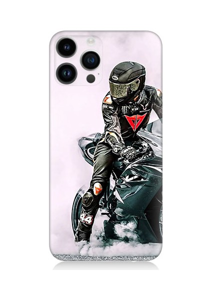 Apple Iphone 14 Pro Uyumlu Yarış Motosikleti Desenli Silikon Kılıf