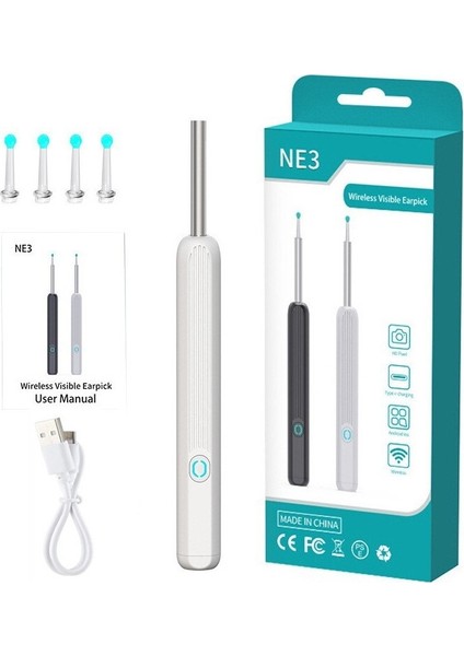 Semgears Kablosuz Akıllı Görsel Kulak Temizleyici Otoskop Kulak Balmumu Temizleme Aracı Kulak Endoskop Kiti Hd Kamera ile iPhone iPad Android Için Siyah (Yurt Dışından)