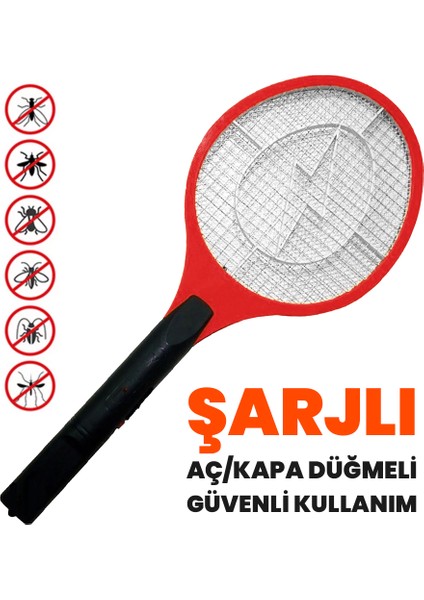 Şarjlı Sinek Öldürücü Raket, Aç-Kapa Düğmeli Elektrikli Sinek Raketi, Güvenli Kullanım
