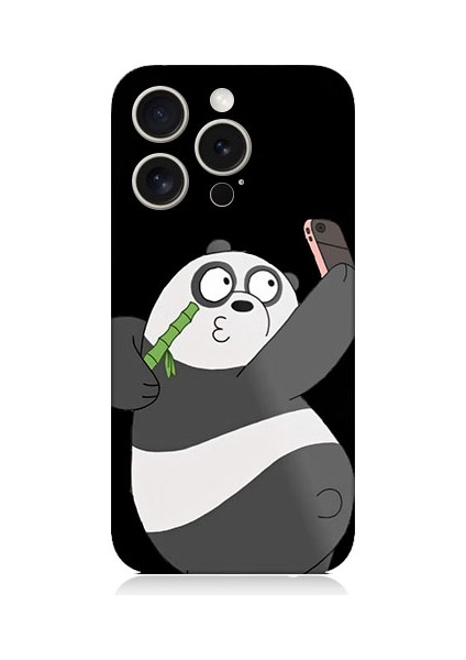 Apple Iphone 15 Pro Max Uyumlu Selfie Çeken Panda Desenli Silikon Kılıf