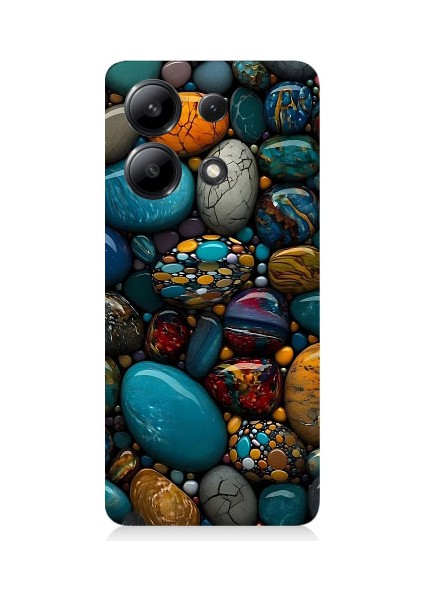 Redmi Note 13 Uyumlu Renkli Doğal Taşlar Desenli Silikon Kılıf
