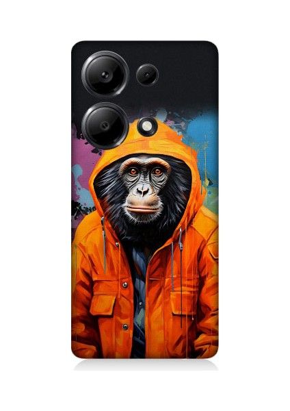 Redmi Note 13 Pro 4g Uyumlu Kapşonlu Maymun Desenli Silikon Kılıf
