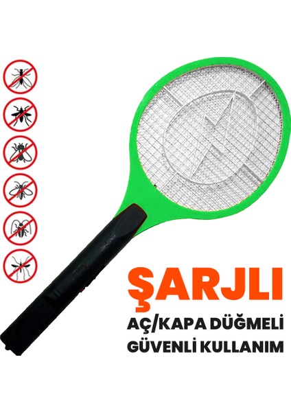 Şarjlı Sinek Öldürücü Raket, Aç-Kapa Düğmeli Elektrikli Sinek Raketi, Güvenli Kullanım