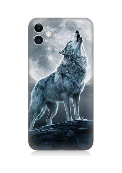 Apple Iphone 11 Uyumlu Kurt ve Dolunay Desenli Silikon Kılıf