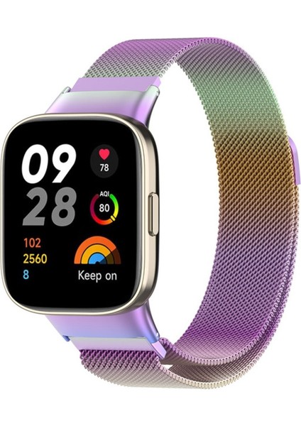Xiaomi Redmi Watch 3 Uyumlu Metal Kordon Milano Loop Örgü Manyetik Mıknatıslı Renkli Bileklik