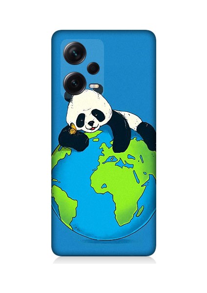 Xiaomi Redmi Note 12 Pro Plus Uyumlu Yorgun Panda ve Dünya Desenli Silikon Kılıf