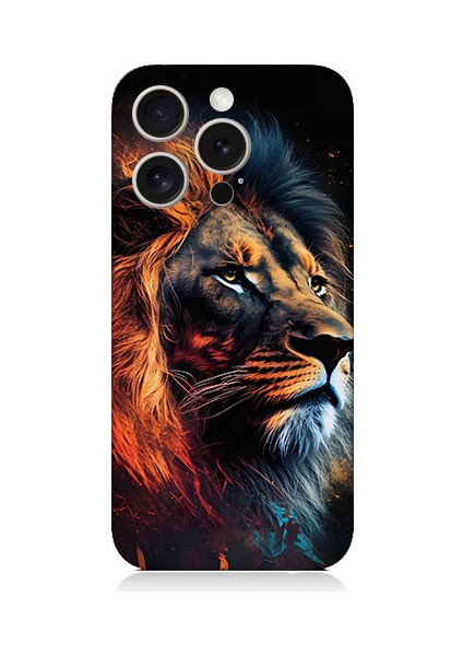 Apple Iphone 15 Pro Uyumlu Siyah Fon Aslan Desenli Silikon Kılıf