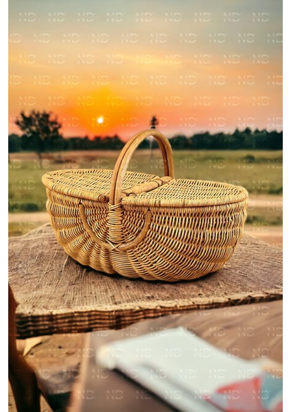 Bohem Large Boy Piknik Sepeti, Brunch Sepeti, Dekoratif Sepet, Iskandinav, Modern, Rattan modelleri