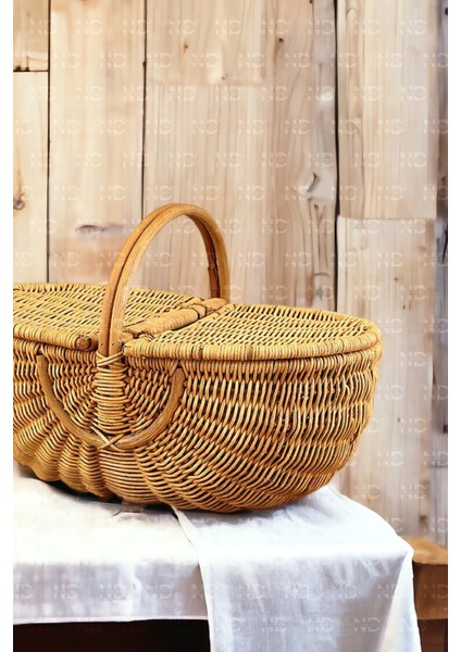 Bohem Large Boy Piknik Sepeti, Brunch Sepeti, Dekoratif Sepet, Iskandinav, Modern, Rattan fırsatları