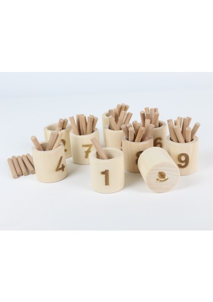 Aliwooden Montessori Rakamlı Çubuklu Kaseler