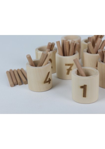 Aliwooden Montessori Rakamlı Çubuklu Kaseler fiyatları