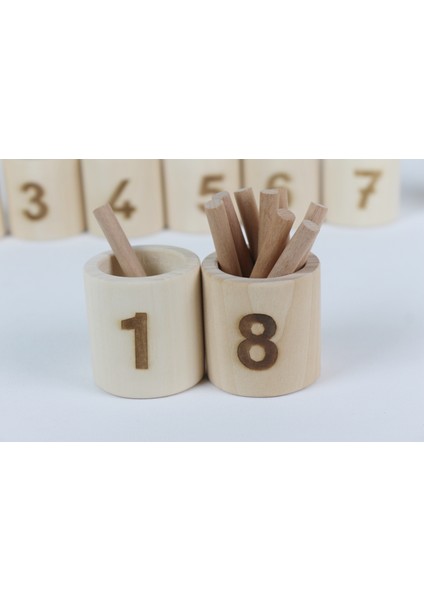 Aliwooden Montessori Rakamlı Çubuklu Kaseler modelleri