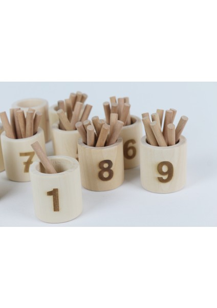 Aliwooden Montessori Rakamlı Çubuklu Kaseler fırsatları