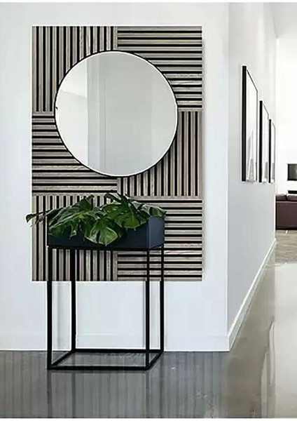 50X50CM 1 Adet Gri Renk Akustik Panel 3mm Keçe ve 8mm Mdflam Salon Ofis Duvar Çıtası Paneli Soma