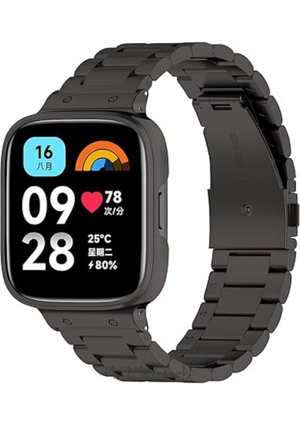 Xiaomi Redmi Watch 3 Metal Baklalı Çelik Kordon Klipsli Stainless Kordon Lüx Kayış