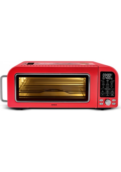 Multicrust Artisan Retro Pizza Makinesi ve Airfryer Metallic Red