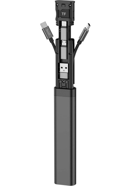 Cable Stick 9'u 1 Arada Temel Seyahat Şarj ve Veri Senkronizasyon Kablo Çubuğu - Siyah DC516B