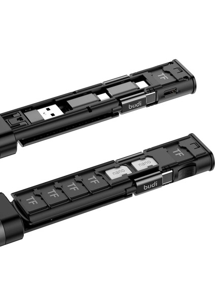 Cable Stick 9'u 1 Arada Temel Seyahat Şarj ve Veri Senkronizasyon Kablo Çubuğu - Siyah DC516B