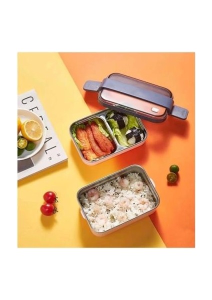 Paslanmaz Çelik Çift Katlı Bölmeli 1200 ml Saklama Kabı BL-20183 - Pembe modelleri