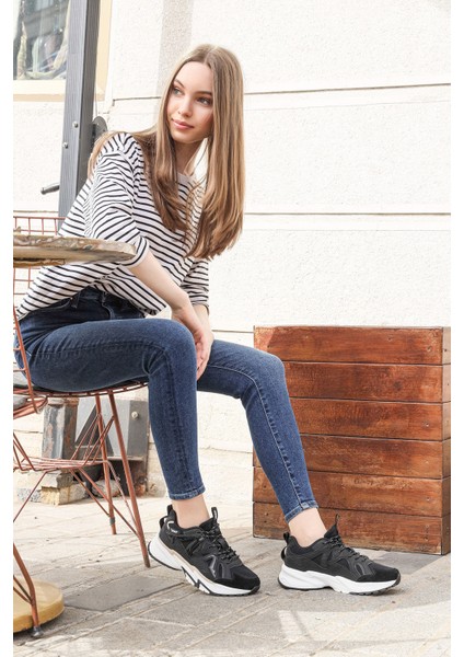 29942 Siyah - Bej Kadın Sneaker Günlük Spor Ayakkabı indirimleri