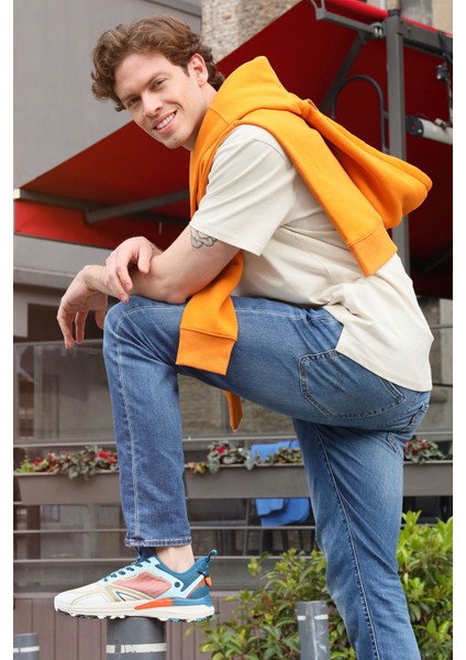 29730 Bej - Mavi Erkek Sneaker Günlük Spor Ayakkabı