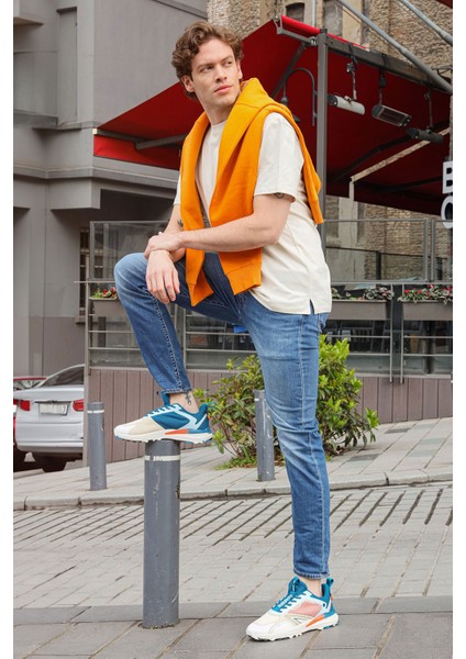 29730 Bej - Mavi Erkek Sneaker Günlük Spor Ayakkabı