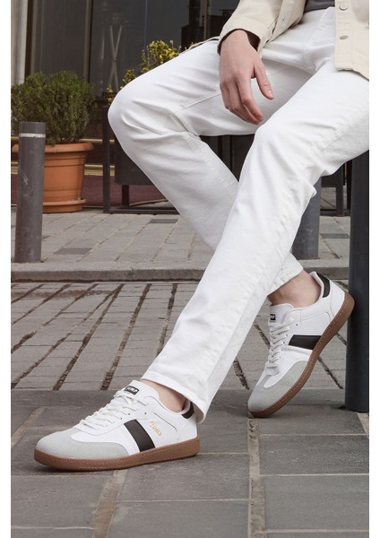 29787 Beyaz - Siyah Erkek Sneaker Günlük Spor Ayakkabı