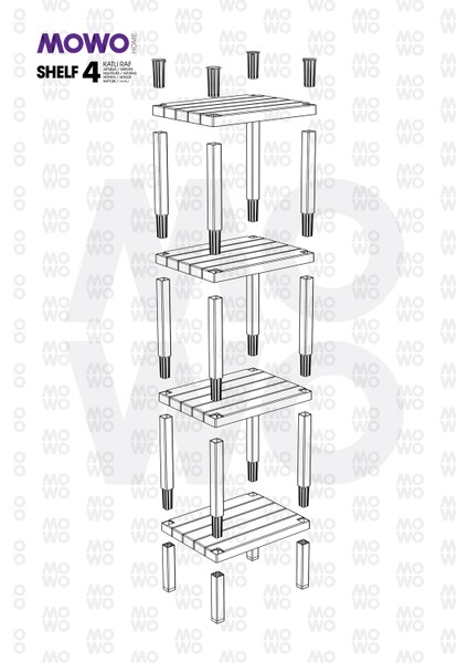 Shelf 4 Katlı Düzenleyici Raf Ünitesi Gri, Kitaplık, Banyo, Mutfak Rafı. Ayakkabılık, Organizer